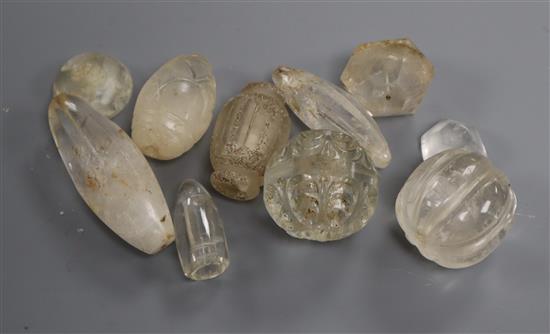 A group of Indian carved rock crystal segments